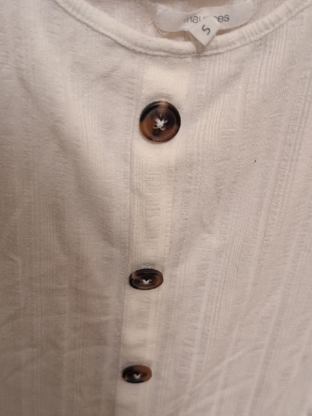 Maurices Ivory Ribbed Button-Front Tank - Picture 3 of 4